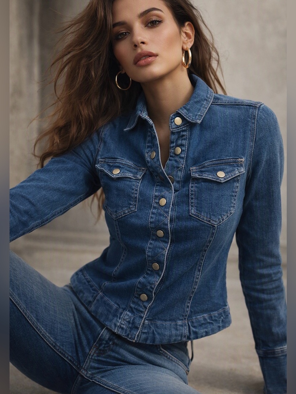 Free People Fitted Denim Shirt Boho Chic Layering Staple Small Jean Jacket